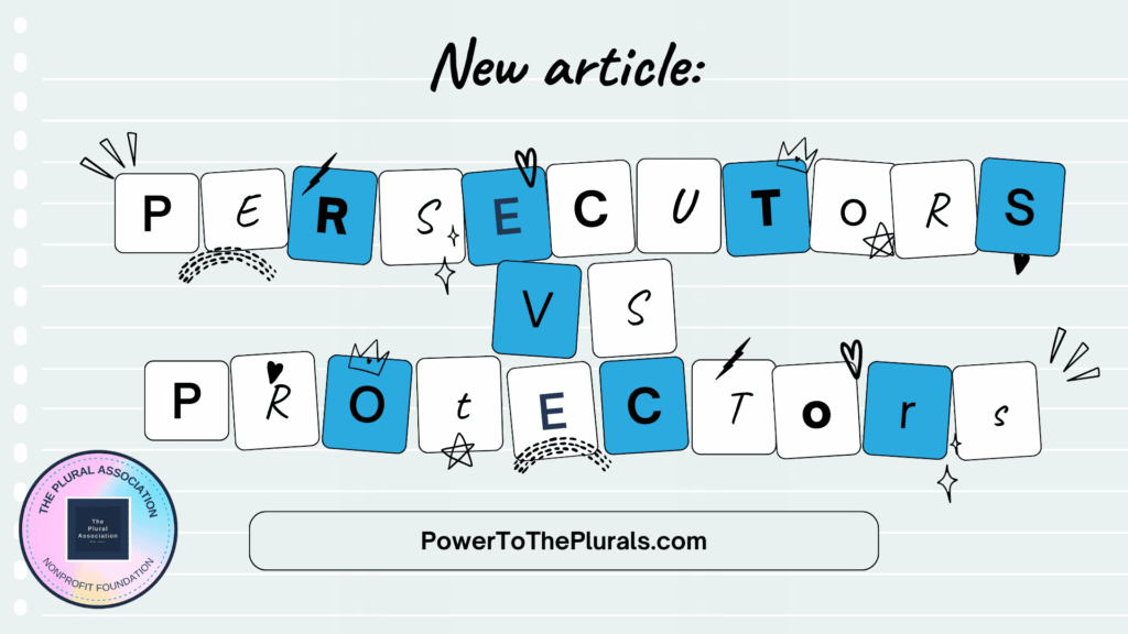 Image with the text: new article. Persecutors VS Protectors.